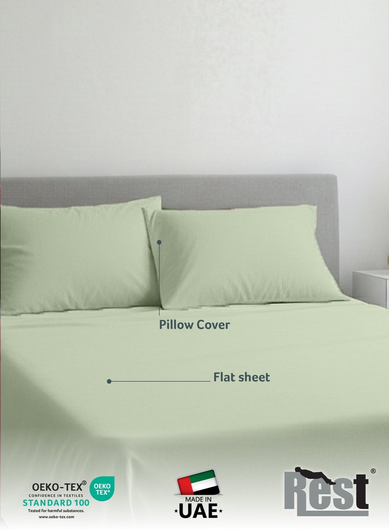 REST 3-Piece Mint Green Plush 240x260  Flat Bedsheet Set Includes 1 Deep Pocket Flat Bedsheet and 2 Pillow Covers, Breathable and Machine Washable - Image 3